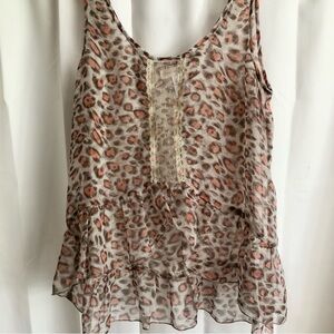 Band of Gypsies sheer lingerie teddy top lace leopard print M camisole